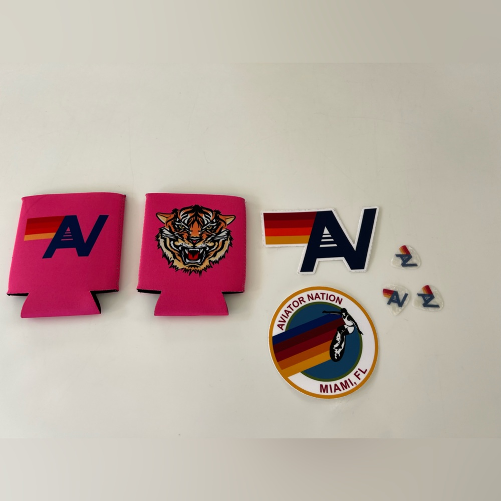 Aviator Nation Stickers, Guitar Pics, Drink Holders